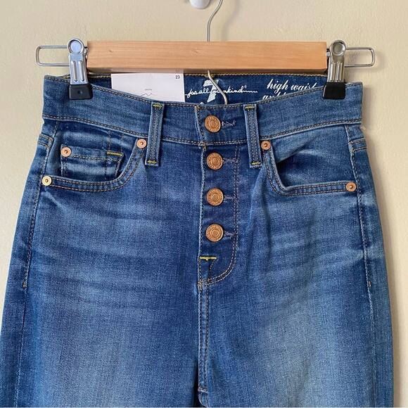 7 For All Mankind | Gwenevere High Waist Ankle Skinny Jeans Button Fly Size 23 - Picture 2 of 6